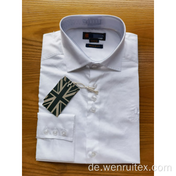 100% Baumwolle Weiß Langarm Herren Herren Shirts